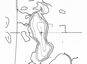 A DNR map of Lake Charlotte, St. Michael. The scout camp is on the left side, on the west bank of the lake. 