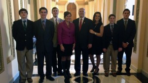 Newly sworn-in Rep. Tom Emmer, of Delano, is flanked by his family in the halls of the Capitol building in Washington, D. C.  