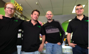 Andrew Nickel, Dan Nickel, Pete Banks and Tim Saeger make the Techmate team at the new business in St. Michael. 