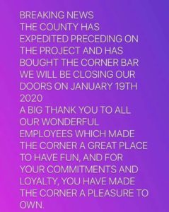 Corner Bar announcement