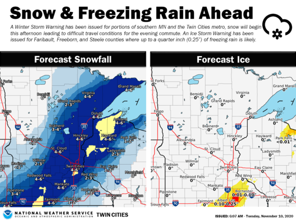 Warning Issued: Winter Storm Set to Blast Twin Cities, Ice to South ...