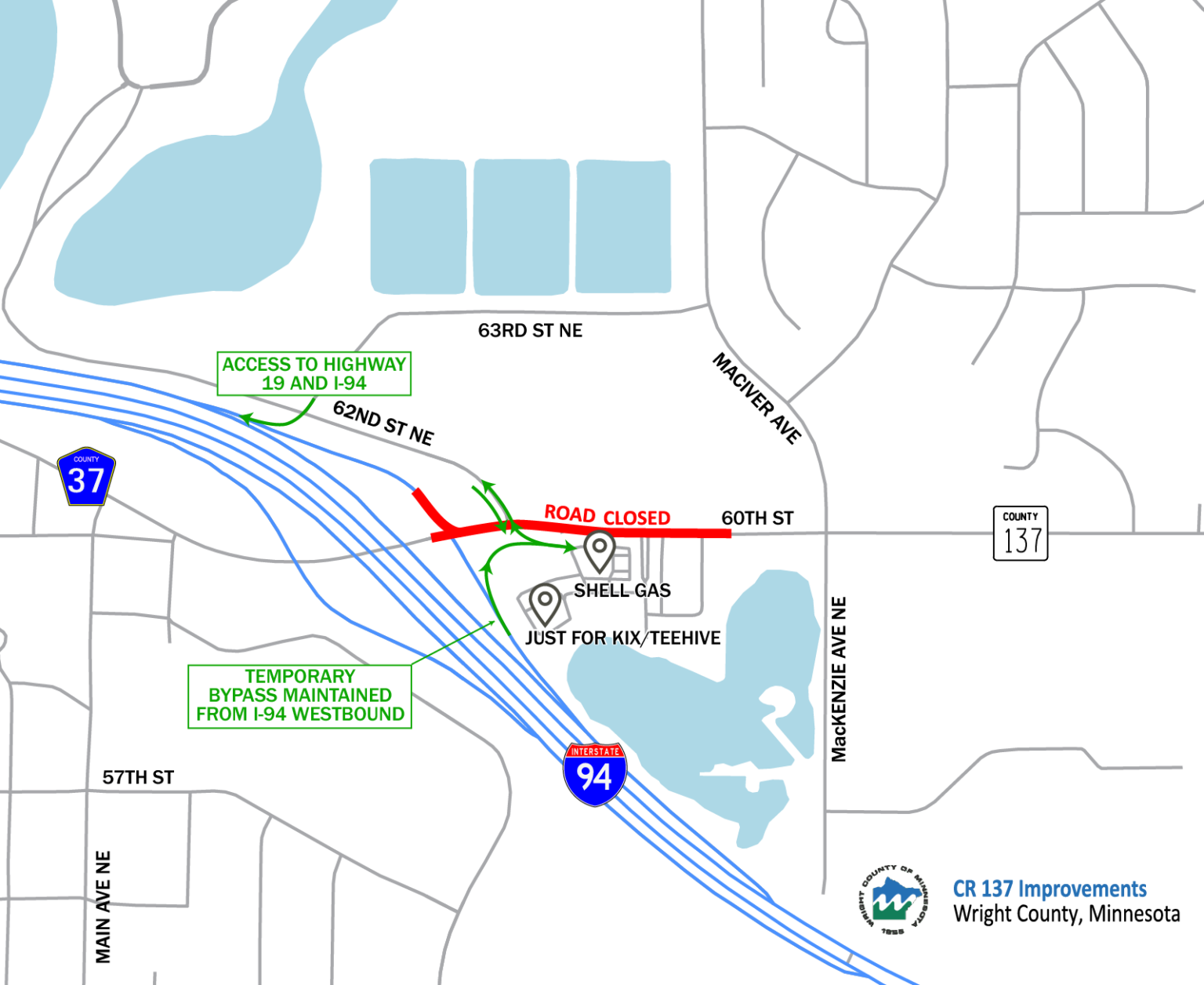 Ramp to Eastbound Interstate 94 Closes in Albertville as County Project